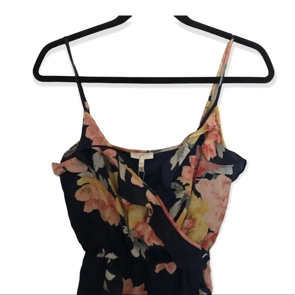 Joie Foxglove Floral Ruffle sleeveless Dress Navy